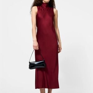 French Connection Ennis Satin Sleeveless Bow Midi Dress
